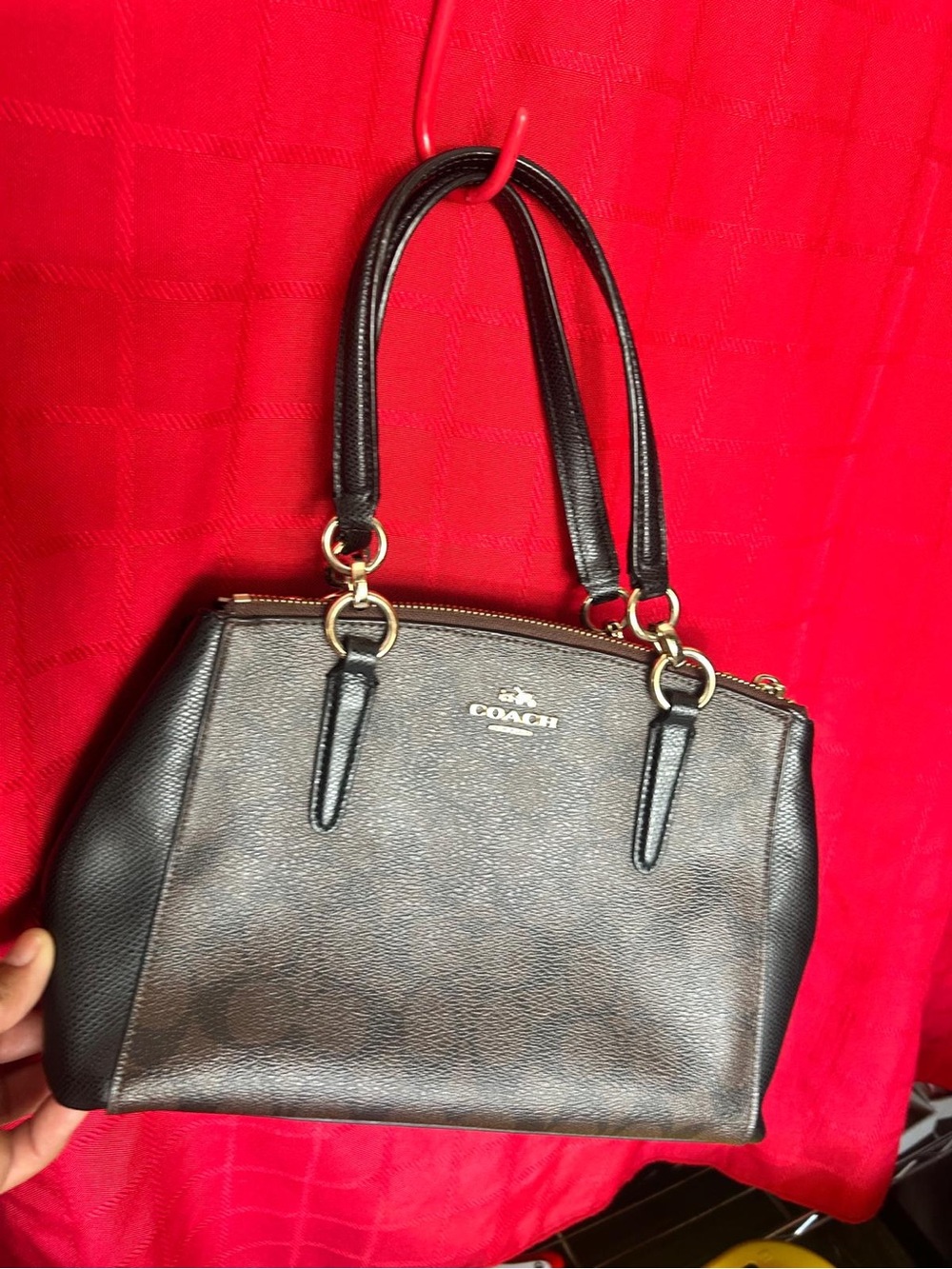 Coach Black Pebbled Leather Shoulder Satchel with Gold Hardware